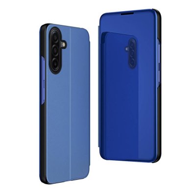 HTDMOBILES Housse pour Samsung Galaxy A57 5G - etui coque portefeuille clear view miroir + film ecran - BLEU -