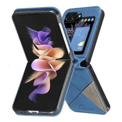 HTDMOBILES Housse pour Samsung Galaxy Z Flip 7 - etui coque pochette portefeuille - BLEU -