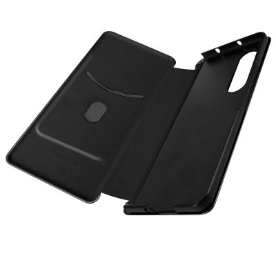 AVIZAR Housse pour Samsung Galaxy Z Fold 3 Porte-carte Dragonne Effet Carbone noir