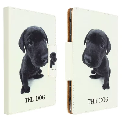 AVIZAR Housse pour Tablette 7 / 8 pouces Etui Folio Porte-carte Support Motif Chiot Blanc