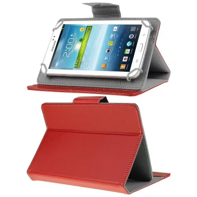 YONIS Housse Protectrice &Eacute;tui Pliable Simili Cuir Rouge Pour Tablette Tactile 7 Pouces 