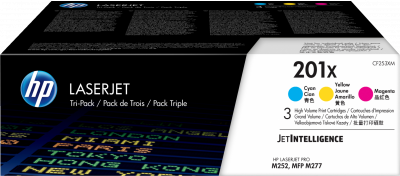 HP  201X, pack 3 toners haute capacit&eacute; couleurs