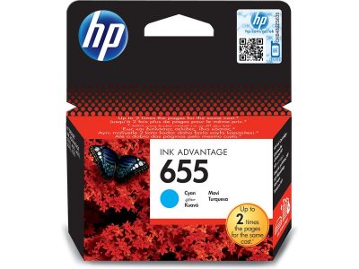 HP  655 Cartouche d'Encre Cyan Authentique (CZ110AE)