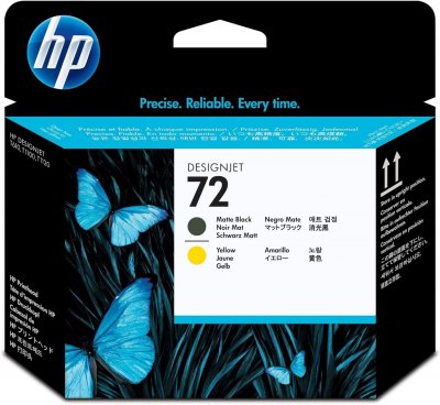 HP  72 Noir mat et jaune