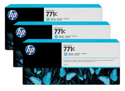 HP  771C - pack de 3 - cyan clair - originale - cartouche d'encre 