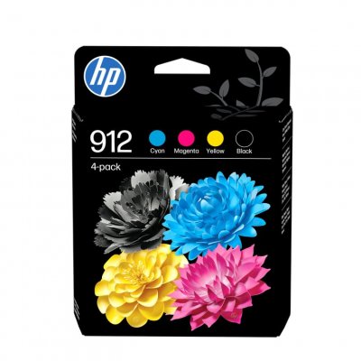 HP  912 Pack de 4 cartouches d'encre Noir/Cyan/Magenta/Jaune authentiques - Neuf