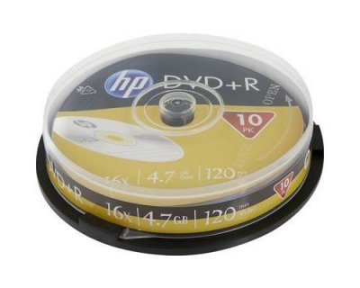 HP  - DVD+R - 4.7 Go (120 min) - 16x - Cakebox de 10
