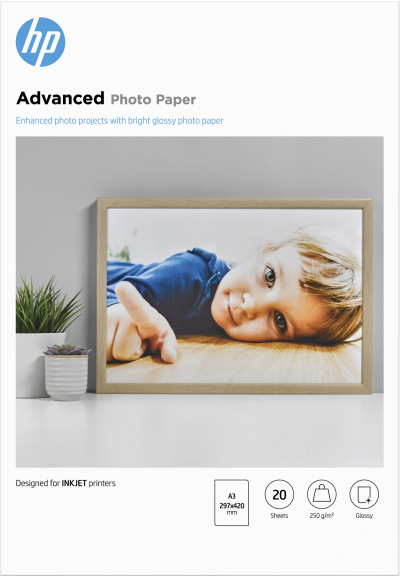 HP  Papier photo brillant Advanced - 20 feuilles/A3/297 x 420 mm