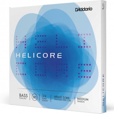 D ADDARIO AND CO HP610 3/4M - Jeu de cordes contrebasse pizzicato Helicore, manche 3/4, Medium