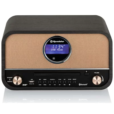 ROADSTAR HRA-1782 DBT HiFi r&eacute;tro avec Tourne-disques (Bluetooth, FM, CD) Couleur noire