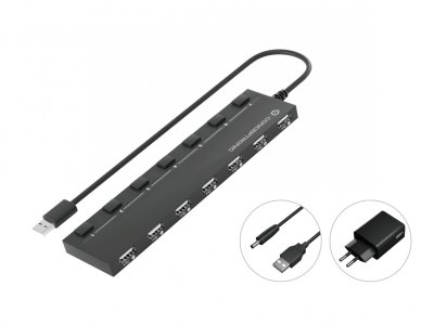 CONCEPTRONIC Hub  usb 2.0 7 p con inter. Y alimenta HUBBIES08BP