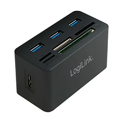 LOGILINK Hub usb 3.0 3 ports avec lecteur de cartes (noir) 4052792048698