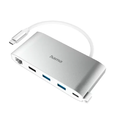 HAMA Hub USB-C, multiport, 8 ports, 3 USB-A, 2 USB-C, VGA, HDMI, LAN - Neuf