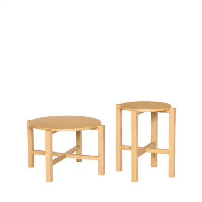 Hubsch Ensemble de quatre tables basses naturelles de 2 pi&egrave;ces