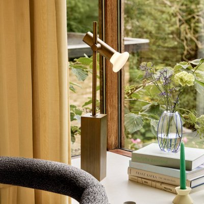 HUBSCH H&uuml;bsch Lampe &agrave; poser SET, couleur laiton, hauteur 60 cm, fer/verre