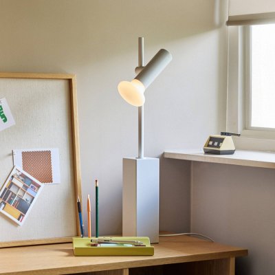 HUBSCH H&uuml;bsch Lampe &agrave; poser SET, gris clair, hauteur 60 cm, fer/verre