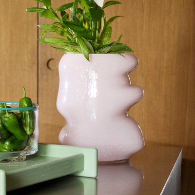 HUBSCH INTERIOR H&uuml;bsch Vase Lote, rose, hauteur 25 cm, verre