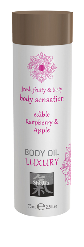 SHIATSU Huile corporelle de luxe comestible - Framboise et pomme