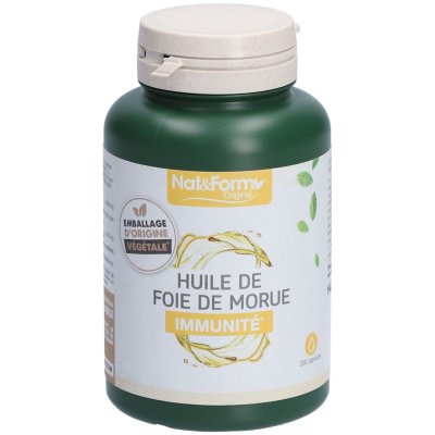 NAT&FORM Huile De Foie De Morue 200 Capsules Vitamines A Et D  
