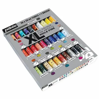 PEBEO Huile Fine XL Etui 30 tubes 20ml assortis et pinceau