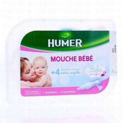 HUMER  Souffleur Nez B&eacute;b&eacute; + 4 Embouts Jetables Extra Doux 1ut