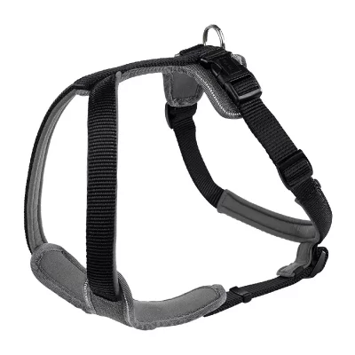 HUNTER  Harnais en Nylon Rembourr&eacute; en N&eacute;opr&egrave;ne Souple pour Chien,Noir/Gris, 45-57, S