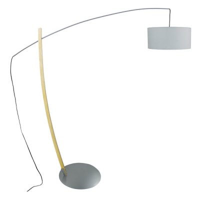 TOSEL HUSQVARNA - Lampadaire arqu&eacute; bois naturel et aluminium
