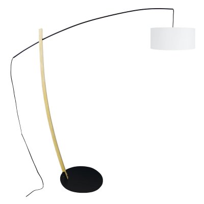 TOSEL HUSQVARNA - Lampadaire arqu&eacute; bois noir et naturel