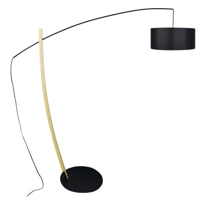 TOSEL Husqvarna - lampadaire arqu&eacute; bois noir et naturel 51060