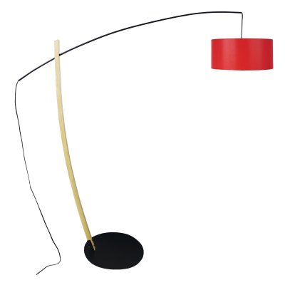 TOSEL Husqvarna - lampadaire arqu&eacute; bois noir et naturel 51062