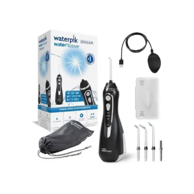 WATERPIK Hydropulseur sans fil WP-582 Advanced 3 niveaux de pression 4 embouts r&eacute;servoir 200 ml Noir