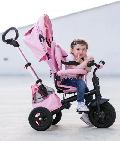 HYPERMOTION  Poussette Tricycle Pour Enfant 1-5 ans TOBI VELAR Rose
