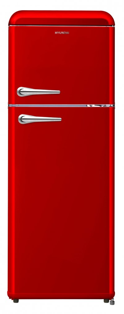 HYUNDAI  - R&eacute;frig&eacute;rateur RETRO combin&eacute; 208L FIFTIES FRESH MAX Cong&eacute;lateur 48L Froid statique rouge 