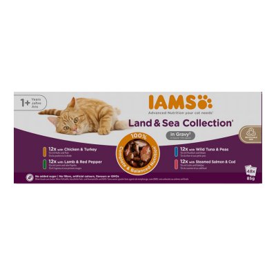 IAMS  Delights Adult Terre & Mer 48 x 85 g - en sauce