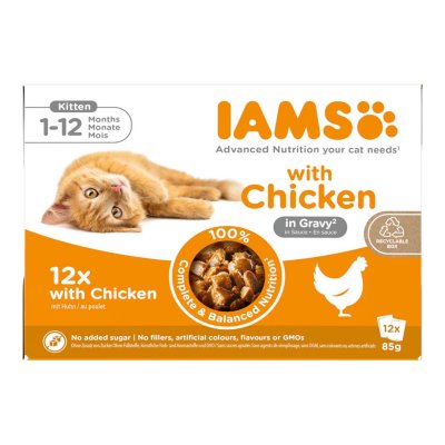 IAMS  Delights Kitten 48 x 85 poulet en sauce - P&acirc;t&eacute;e pour chat