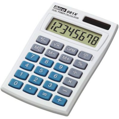 REXEL Ibico Calculatrice de poche 081X, &eacute;cran LCD &agrave; 8 chiffres - Lot de 2