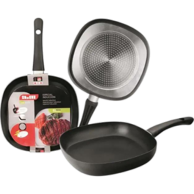 IBILI  - Grill Indubasic, 18 x 18&nbsp;cm, Aluminium, Antiadh&eacute;sif, Compatible avec l&rsquo;induction