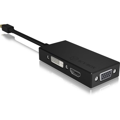 ICY BOX  IB-AC1032 Mini DisplayPort DVI-D + VGA (D-Sub) + HDMI Noir, Adaptateur