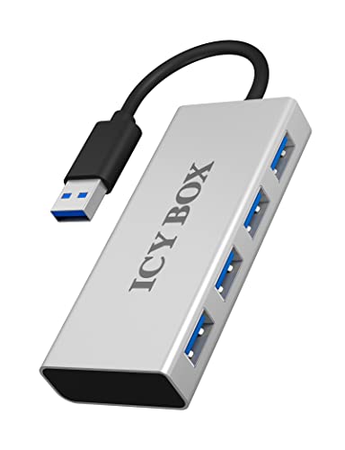 ICY BOX  IB-AC6104 5000 Mbit/s Aluminium, Argent, Hub USB