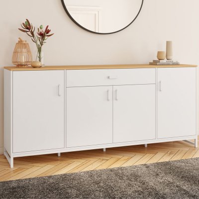 ID MARKET buffet  4 portes et 1 tiroirs  180 cm Moderne bois et blanc