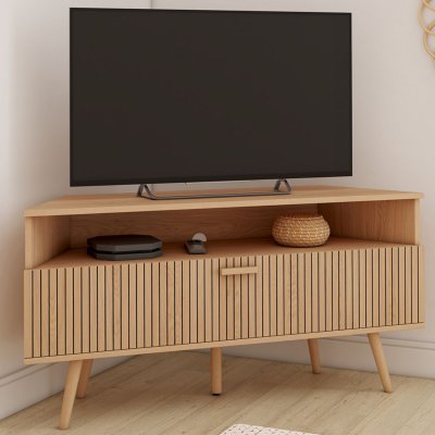 IDMARKET ID MARKET meuble tv dangle JULIETTE 1 porte 110 cm bois clair &agrave; poser