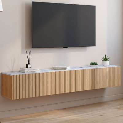 IDMARKET ID MARKET meuble tv JULIETTE 2 portes 180 cm bois suspendu