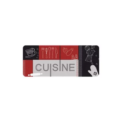 ID MAT  Decor Cuisine Rouge Noir, Fibres Synth&eacute;tiques Gris, 50 x 120