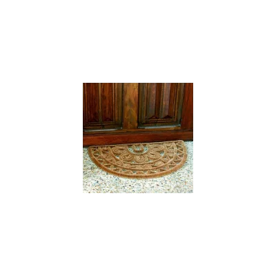 ID MAT  Tapis en coco naturel et m&eacute;tal forme Demi-lune 45 x 75 cm