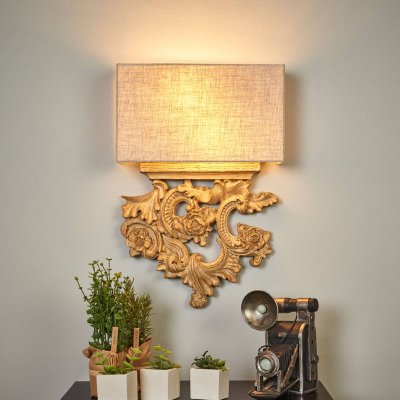 IDEAL LUX  075211 Lampe Murale, R&eacute;sine, E14, Bois, 30.5 x 45.5 cm