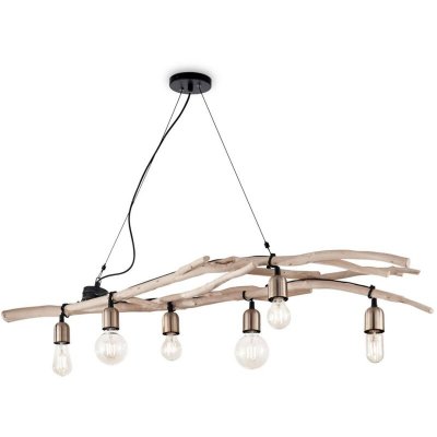 IDEAL LUX  Driftwood - Luminaire suspendu &agrave; 6 lampes en bois, E27
