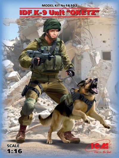 ICM Idf K-9 Unitz oketz With Dog - 1:16e - 