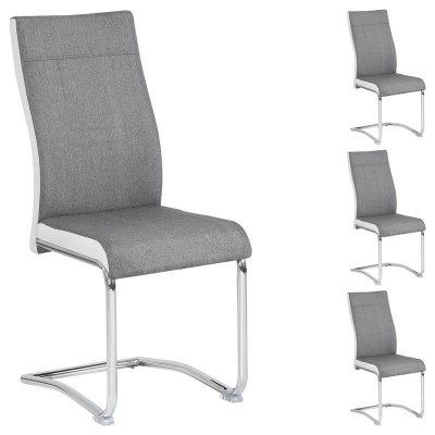 Idimex Lot de 4 chaises ALBA, en tissu gris et blanc