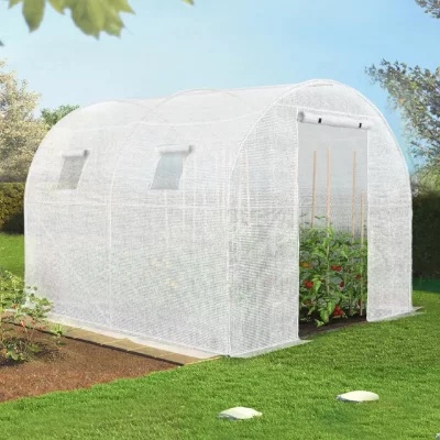 IDMARKET  B&acirc;che de rechange 140G/M&sup2; pour serre tunnel 6M&sup2; blanche 2 sections
