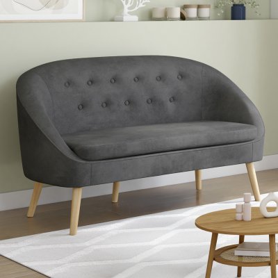 IDMARKET  - Canap&eacute; banquette en velours sonia gris - Gris